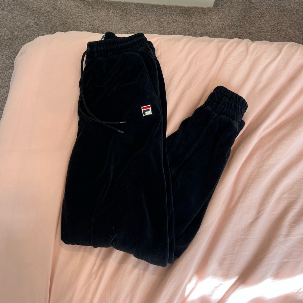 Black velvet FILA sweatpants